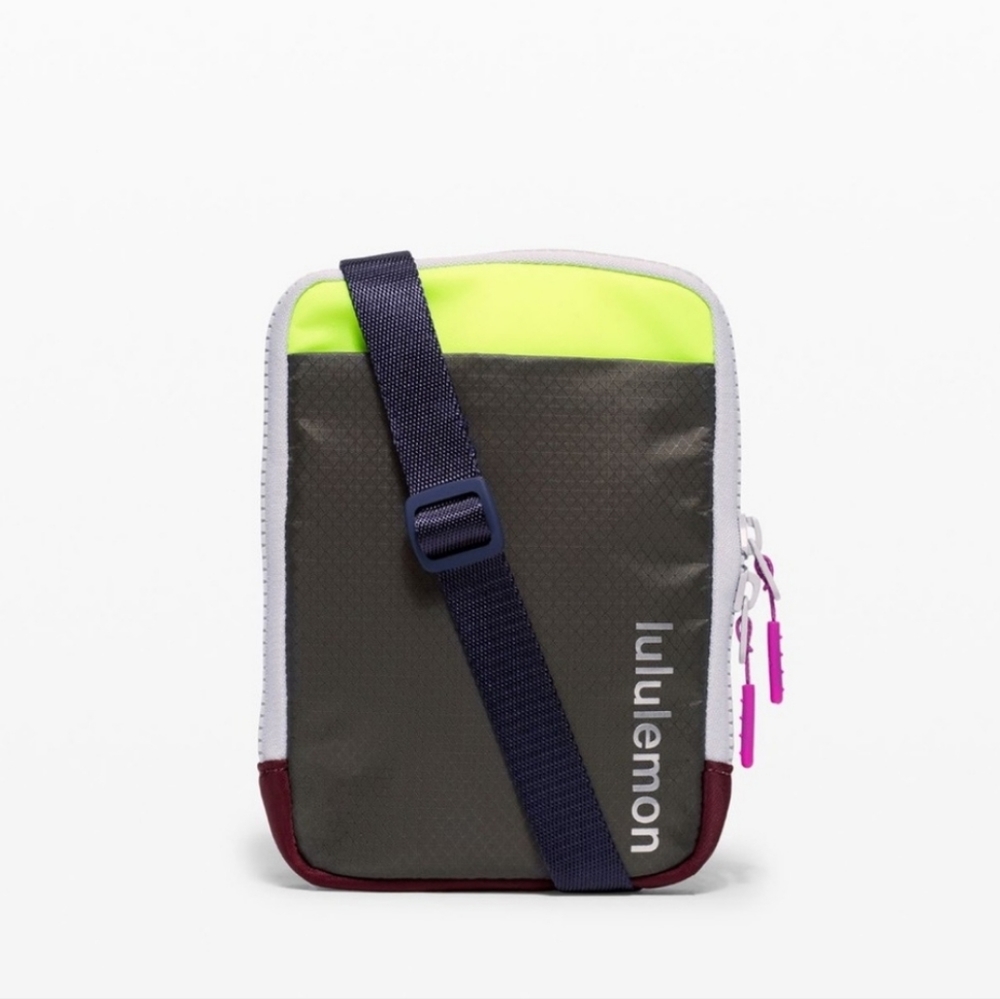 Lululemon Easy Access Crossbody bag army green and neon yellow